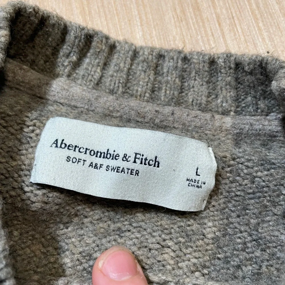 Abercrombie & Fitch Sweater Mens Large Grey Ribbed Knit Soft Crewneck Pullover